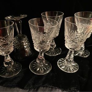 Set of six Waterford Lismore Pattern cordial crystal glasses